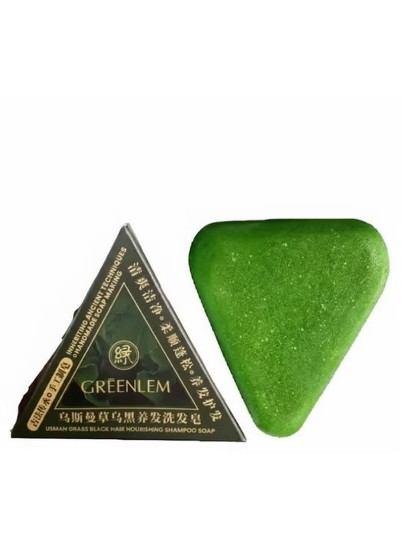 Greenlem Usman Grass Black Hair Nourishing Shampoo Soap 120g – Handmade, Strengthens Hair, Prevents Hair Fall, Softens, Adds Natural Shine, Protects Scalp & Promotes Healthy, Fluffy Hair - Image 1